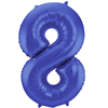 Blauwe Metallic Mat Folieballon Cijfer 8